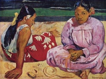  Playa Arte - Mujeres tahitianas en la playa Postimpresionismo Primitivismo Paul Gauguin